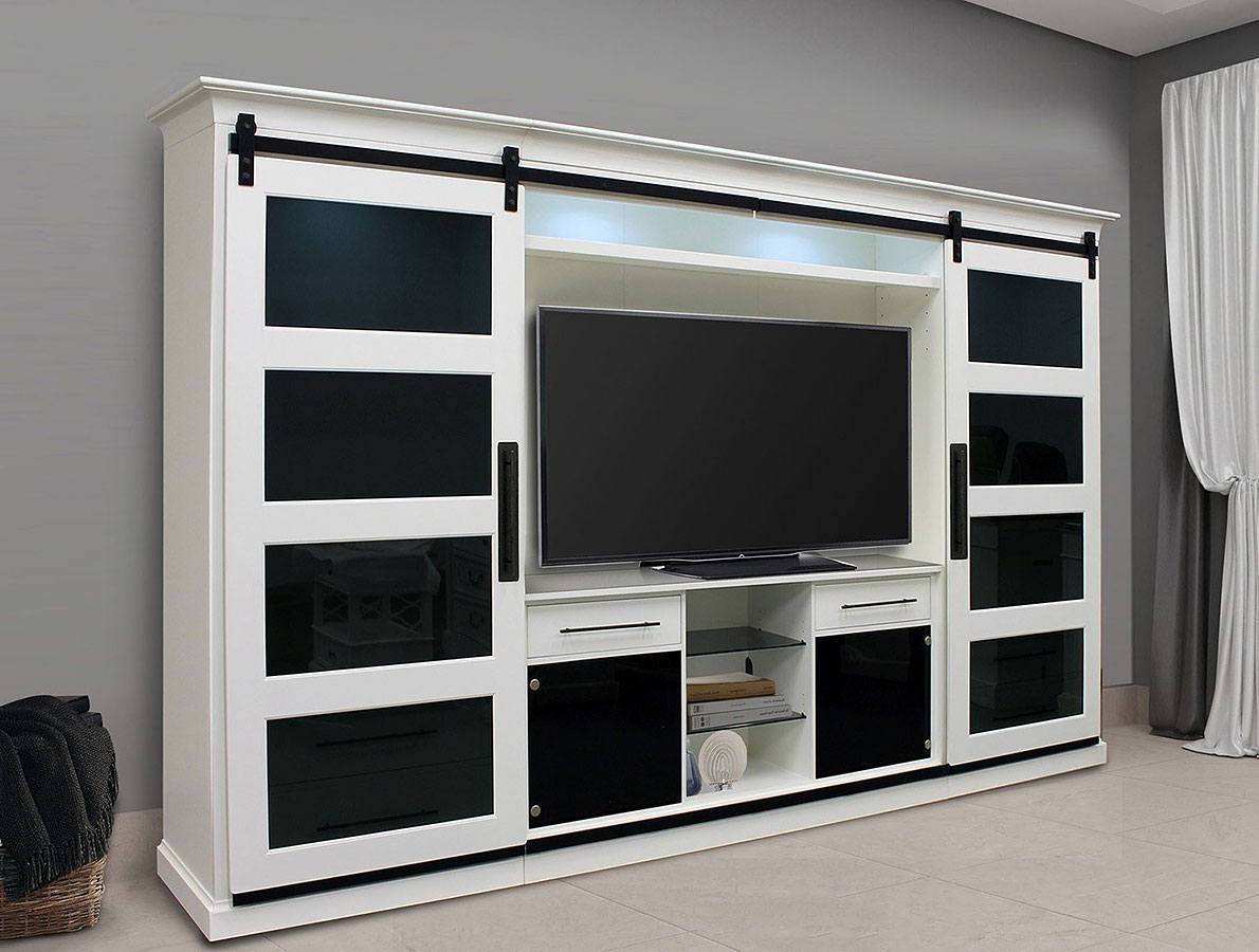 Parker House Celestial White Sliding Door Entertainment Center